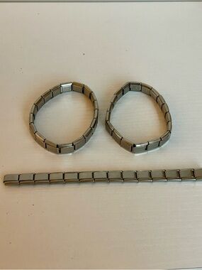 Zoppini Italy Stainless Steel Link Bracelets Y2K Set of 2 + Extra Links